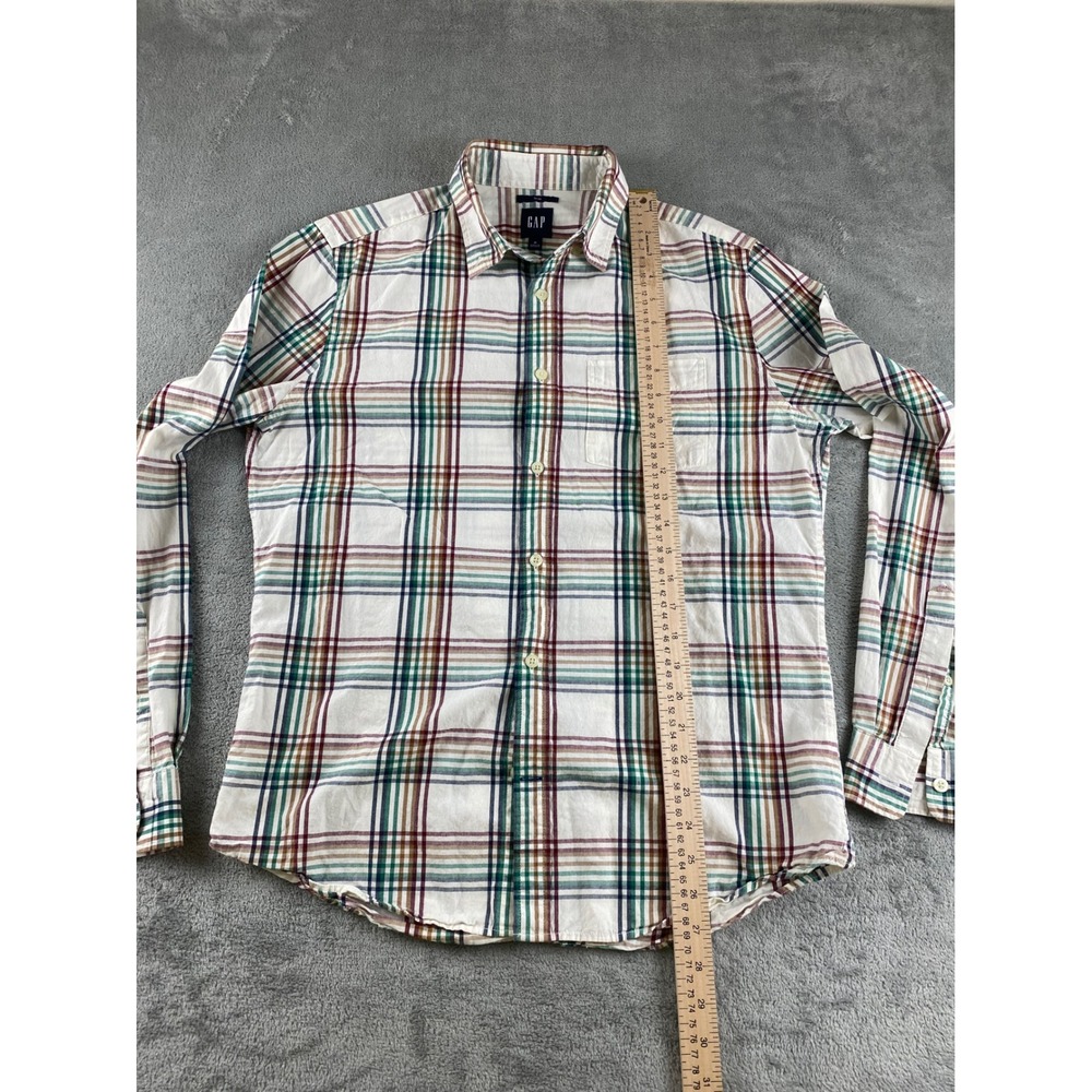 GAP Men Slim Fit Plaid Button Down Shirt Long Sleeve Casual Size M - Picture 7 of 10